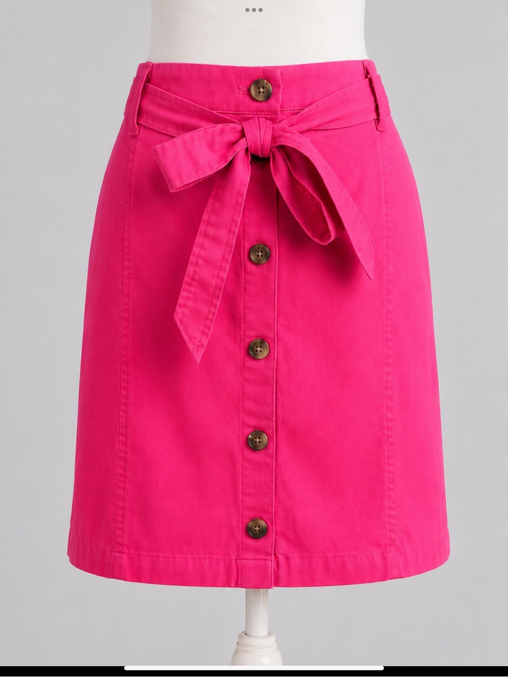 J.Crew NWT Pink Tie Waist Button Front Skirt Size 10 | Cotton Stretch | Pockets